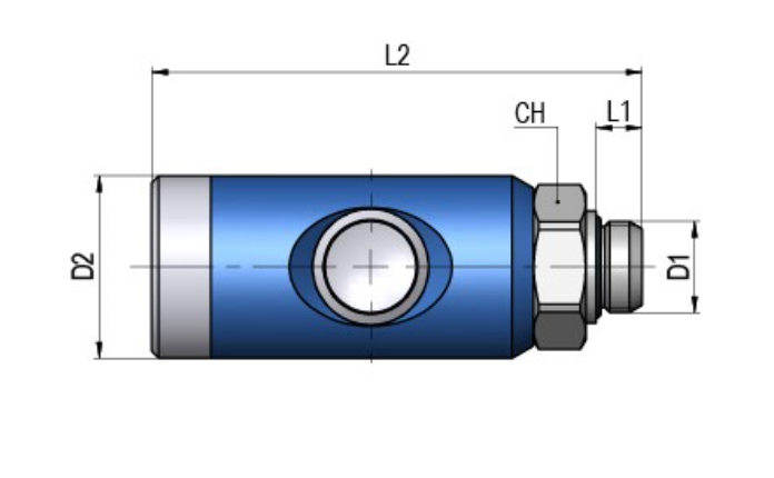 FAIRAIR Sicherheitskupplung SSK-7,4-1/4A, G 1/4 Außengewinde drehbar NW 7,4, eloxiert, FA60011