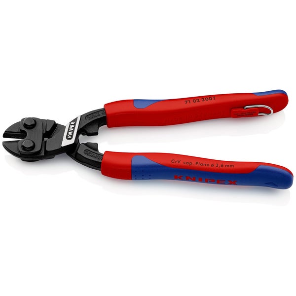 Knipex CoBolt® mit Befestigungsöse schwarz atramentiert, mit schlanken Mehrkomponenten-Hüllen, mit integrierter Befestigungsöse zum Anbringen einer Absturzsicherung 200 mm - 7102200TBK