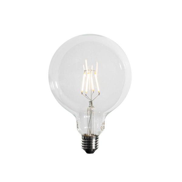 LED-Filament-Leuchtmittel Globe, klares Glas, E27-Sockel.