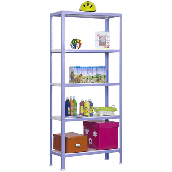 PROREGAL Wohnregal Living Koala Metal mit 5 Fachböden HxBxT 180 x 80 x 40 cm Fachlast 150 kg Lila/Weiß