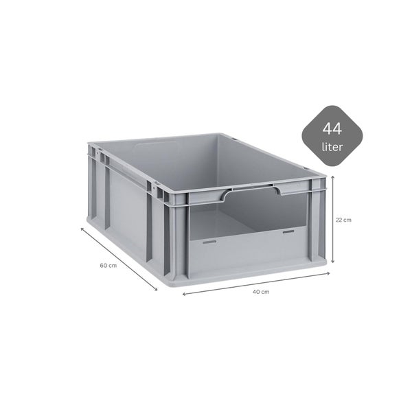 PROREGAL SparSet 5x Eurobox NextGen Insight HxBxT 22 x 40 x 60 cm 44 Liter Front Offen Eurobehälter Transportbox