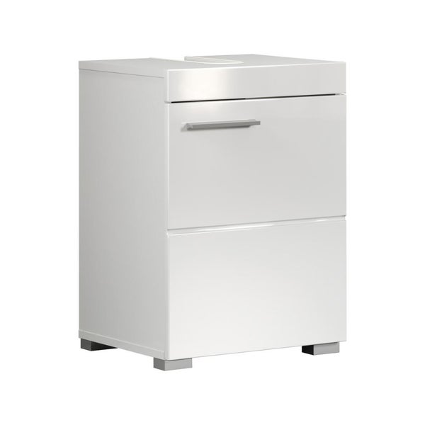 Waschbeckenunterschrank mit zwei Schubladen und Metallgriff fuer das Badezimmer