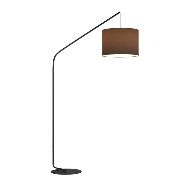 Lampenwelt Textil Stehlampe / Stehleuchte, Stoff Lampenschirm schwarz Standleuchte Leselampe Wohnzimmer E27 Fassung Fußschalter