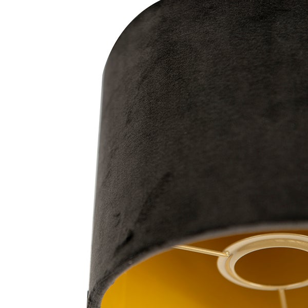 Velour Lampenschirm schwarz 18/18/14 mit goldenem Interieur