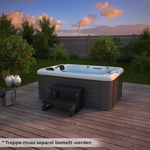 Home Deluxe - Outdoor Whirlpool - Beach Pure - Maße: 210 x 155 x 83 cm - Inkl. Heizung, 51 Massagedüsen und 24 Lichtquellen I Außen Whirlpool für 3 Personen