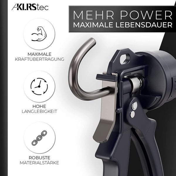 Kartuschenpistole mit den Maßen 345 mm x 220 mm und einem Gewicht von 729 g