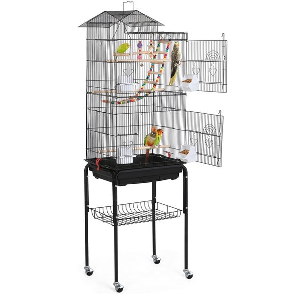 Yaheetech Vogelkäfig mit Ständer , Schwarz