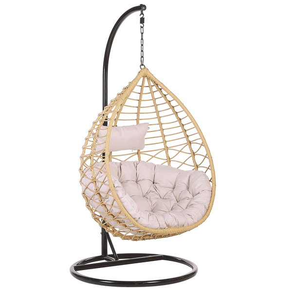 Hängesessel mit Gestell ARSITA Polyrattan Naturfarben