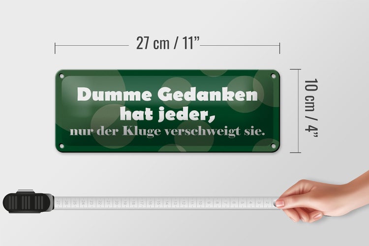 Blechschild Spruch 27x10cm Dumme Gedanken hat jeder Dekoration