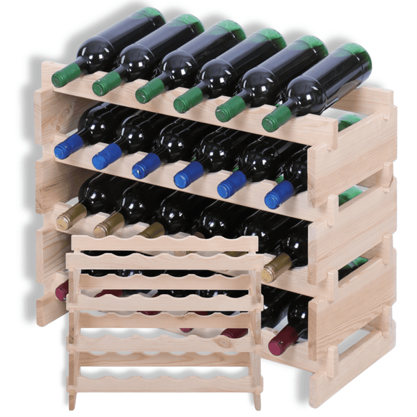 Weinregal VINOTECA FLEX PRO HxBxT 51x65x28cm 24 Flaschen auf 4 Ebenen Massives Kiefernholz Grau