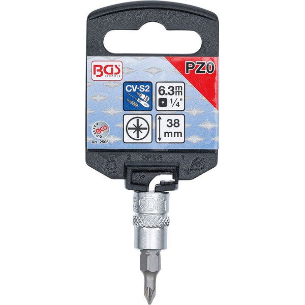 BGS Bit-Einsatz Antrieb Innenvierkant 6,3 mm (1/4) Kreuzschlitz PZ0 - 2505