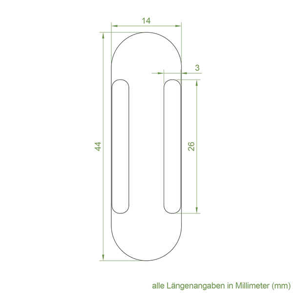 Technische Zeichnung mit Maßangaben in Millimeter