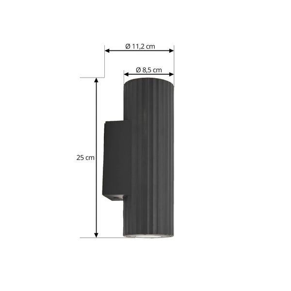 Lindby Beton Wandleuchte außen Christa (spritzwassergeschützt (Modern) in Schwarz aus, (2 flammig GU10) - Außenwandleuchten Wandlampe Led Außenlampe Outdoor für Außenwand/Hauswand