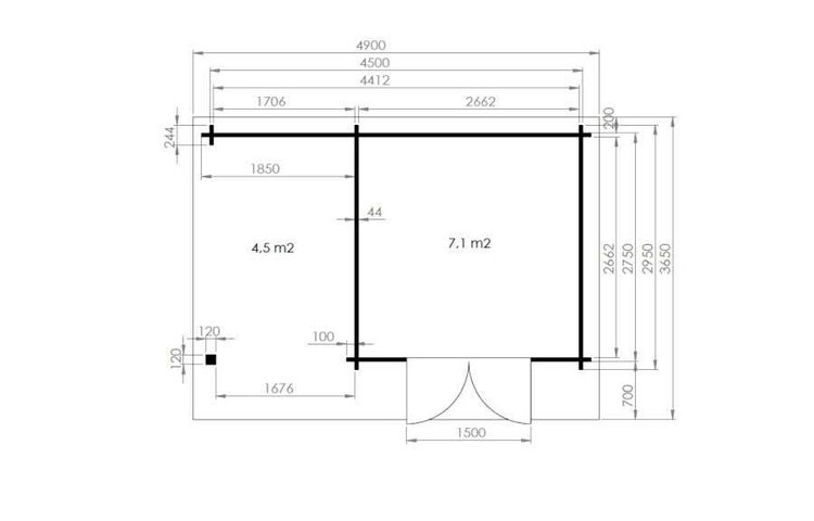 Alpholz Gartenhaus Anna-44 ISO mit Seitendach Gartenhaus aus Holz, Holzhaus mit 44 mm Wandstärke inklusive Schleppdach, Blockbohlenhaus mit Montagematerial, Naturbelassen 4,7x3m