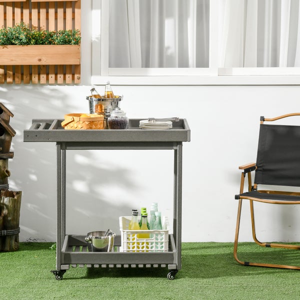 Outsunny Servierwagen, 87 x 50 x 80cm, HDPE, Dunkelgrau