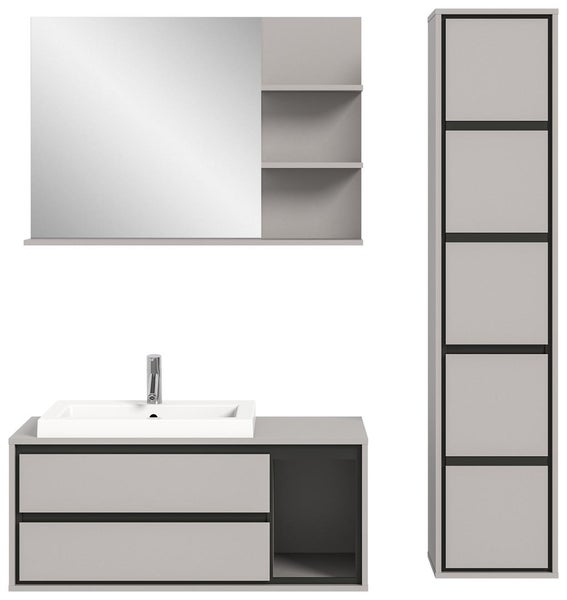 Jaru Badmöbelset 150cm grau,schwarz. 150 X 48 X 200 cm