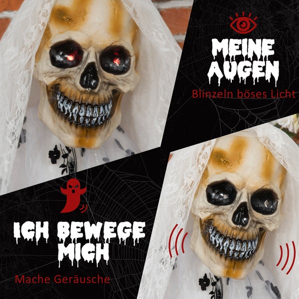 Dekoratives Geisterbraut-Skelett mit Schleier für Halloween