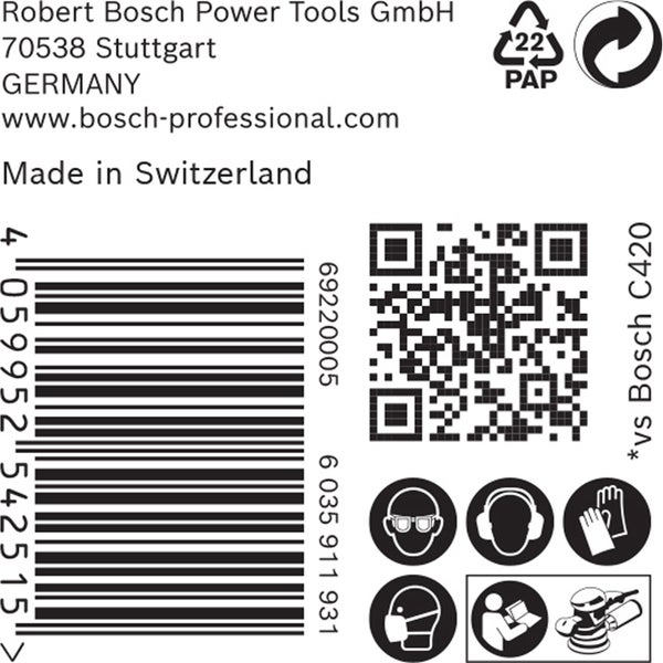 Bosch 50x Expert C470 Schleifpapier mit 8 Löchern für Exzenterschleifer 125 mm G 240 - 2608900914