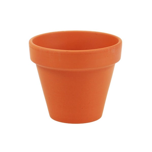 Klassischer runder Blumentopf aus Terrakotta.