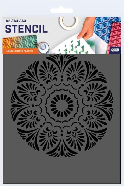 QBIX Mandala Schablone A5 Größe Kunststoff - Ausschnitt Durchmesser 12,5cm