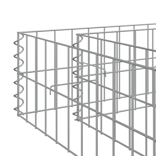 Gabionen-Gitterkorb aus verzinktem Draht mit Spiralverbindern für Gartenmauern und Hangsicherung.