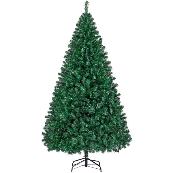 Unbeleuchteter grüner künstlicher Weihnachtsbaum auf Ständer
