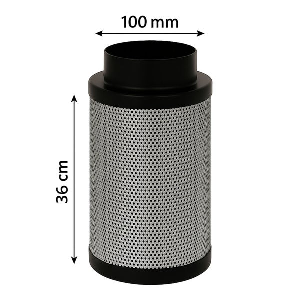 Aktivkohlefilter, zylindrisch, 36 cm hoch, 100 mm Durchmesser