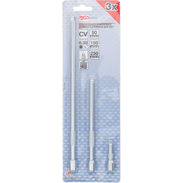 BGS Kippverlängerung Satz mit drei Teilen, 6,3 mm, 50 mm, 150 mm, 250 mm
