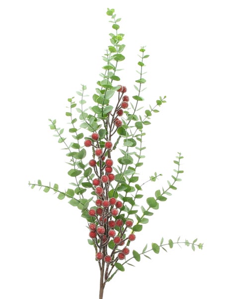 Dekozweig mit Blättern und roten Beeren