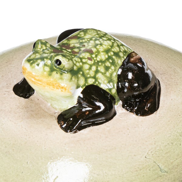 Dekorativer Frosch auf Steinfigur