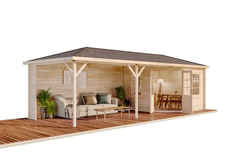 Alpholz Gartenhaus Mississippi-40 aus Massiv-holz, Gerätehaus mit 40 mm Wandstärke, Garten Holzhaus inklusive Montagematerial, Geräteschuppen Größe: 795 x 302 cm