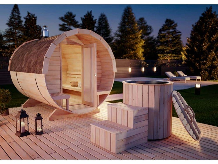 FinnTherm Cold Tub aus Holz mit 19 mm Wandstärke, Naturbelassen 1x1m