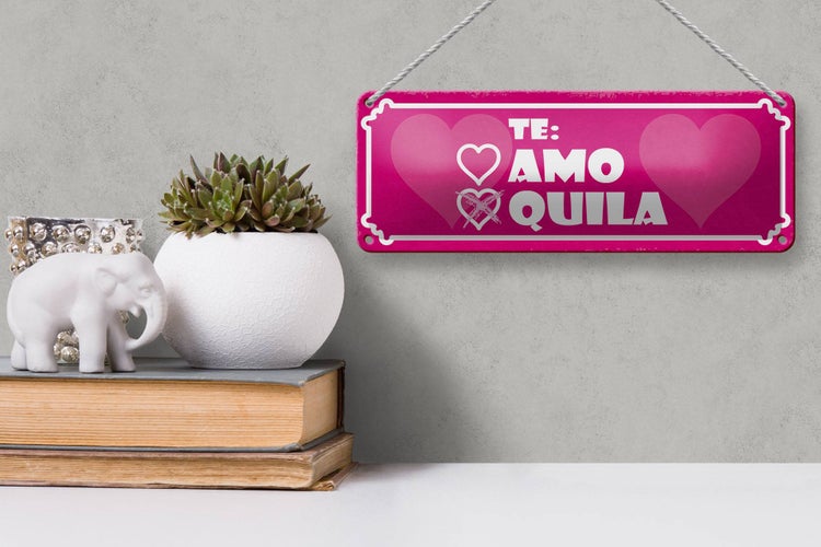 Blechschild Spruch 27x10cm Te: Herz AMO Quila Dekoration