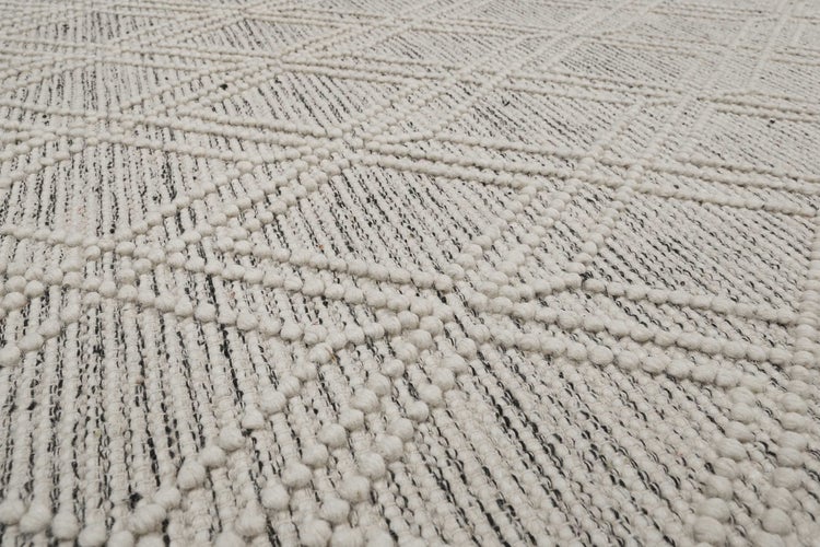 Esprit Teppich handgewebt Weiß Hellgrau aus Wolle Ivy 80x150 cm