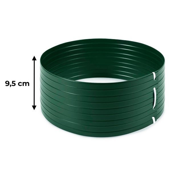 Runde Beetbegrenzung aus Kunststoff mit einer Höhe von 9,5 Zentimeter als flexible Rasenkante für den Garten.