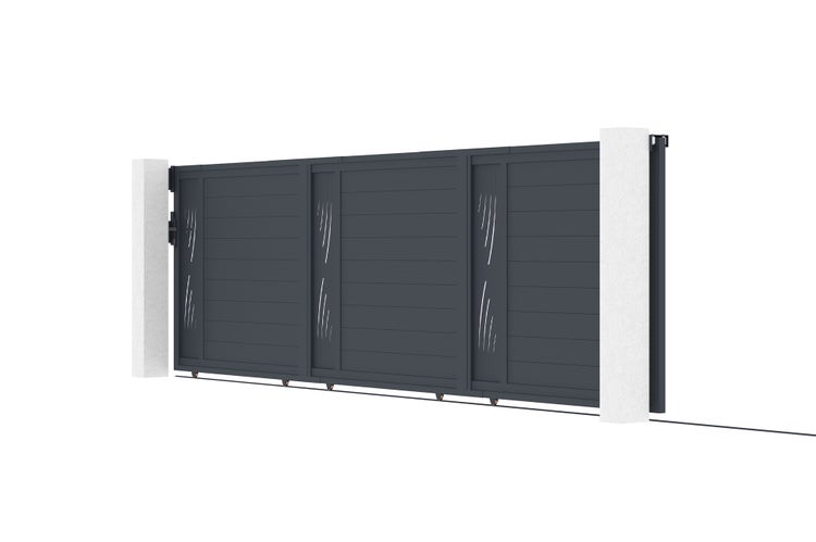Schiebetor 6m VELETA H.160 graues Aluminium