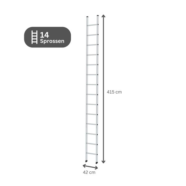 PROREGAL Sprossen-Anlegeleiter Ohne Traverse 14-Sprossen