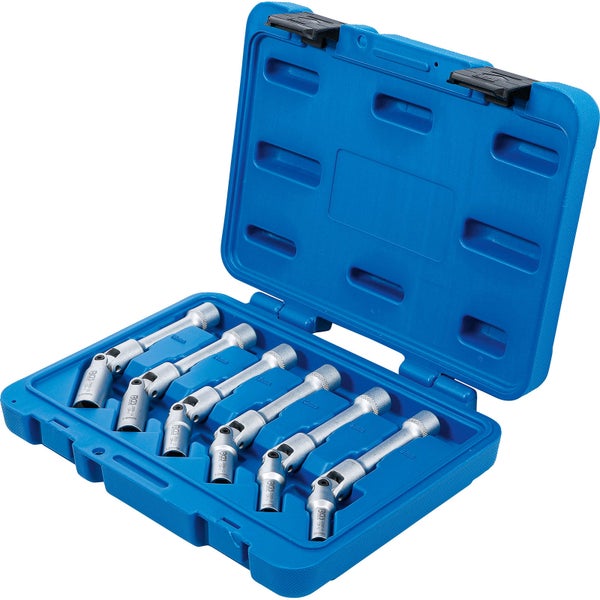 BGS Universal Glühkerzen-Gelenkschlüssel-Satz Sechskant Antrieb Innenvierkant 10 mm (3/8) SW 8 - 16 mm 6tlg. extra lang - 2986