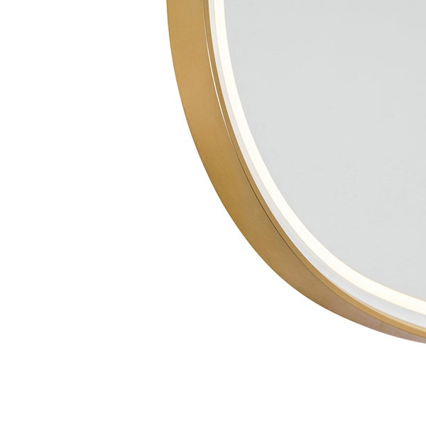 Detailansicht eines runden Spiegels mit Beleuchtung