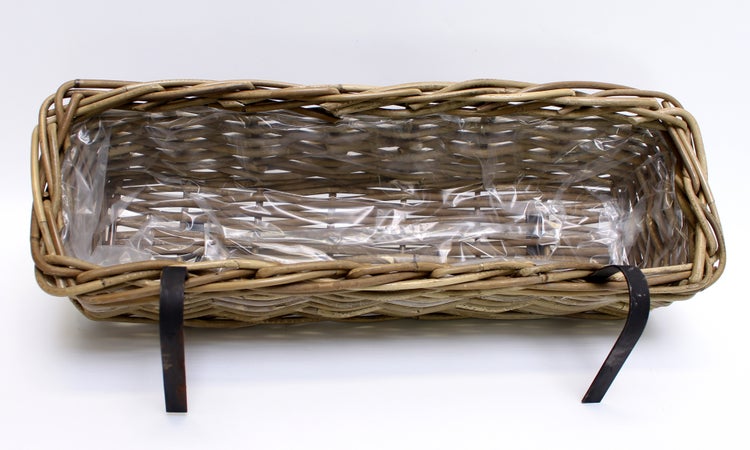 FRANK FLECHTWAREN | Balkonpflanzer Rattan, groß, RATTAN, 58 x 18 x 14 cm