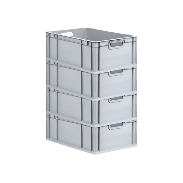 PROREGAL SuperSparSet 4x Eurobox NextGen Grip mit Scharnierdeckel und Gelben Schiebeschnappverschlüssen HxBxT 22 x 40 x 60 cm 44 Liter