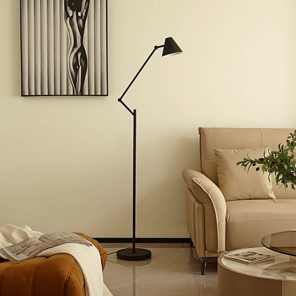 Lucande Stehlampe Phina (Modern) in Schwarz aus Metall (1 flammig, E27) - Stehleuchte Standleuchte Floor Lamp Wohnzimmerlampe Wohnzimmerleuchte