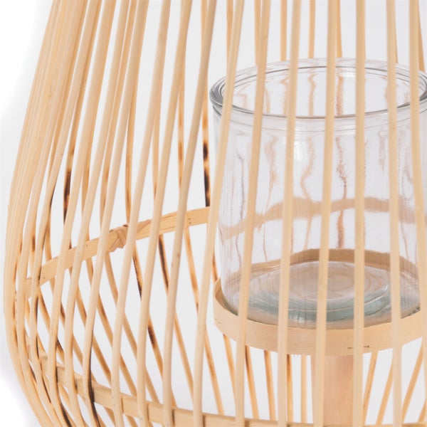 Laterne  FINN 70 Bambus, mit Windlicht-Glaseinsatz naturfarben