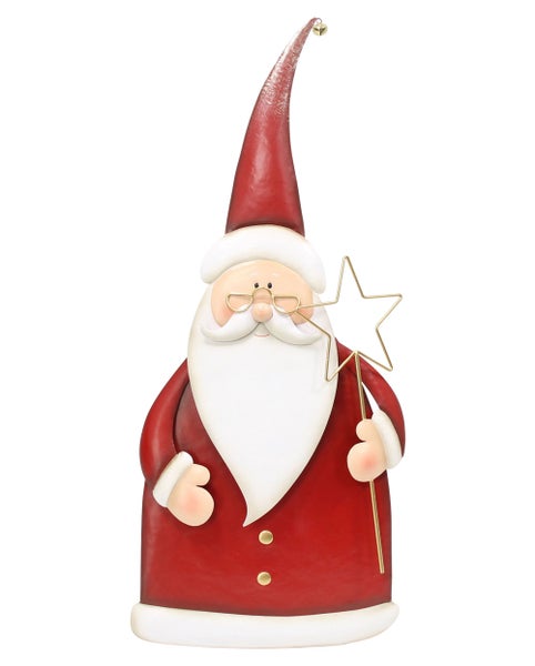 Weihnachtsdekoration Metall Weihnachtsmann mit Stern in der Hand