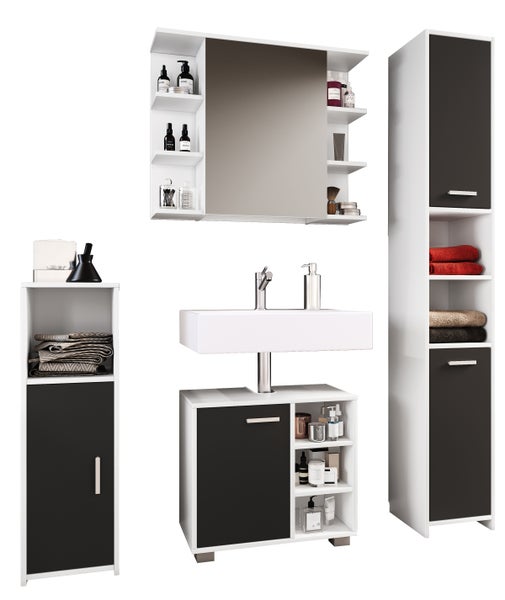 4-tlg. Komplett Badmöbel Badschrank Set Zalo I
