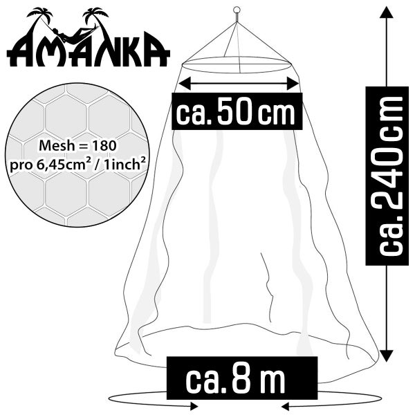 AMANKA Feuerhemmendes Moskitonetz 2,4 x 8 m Stern Baldachin Betthimmel Mückennetz