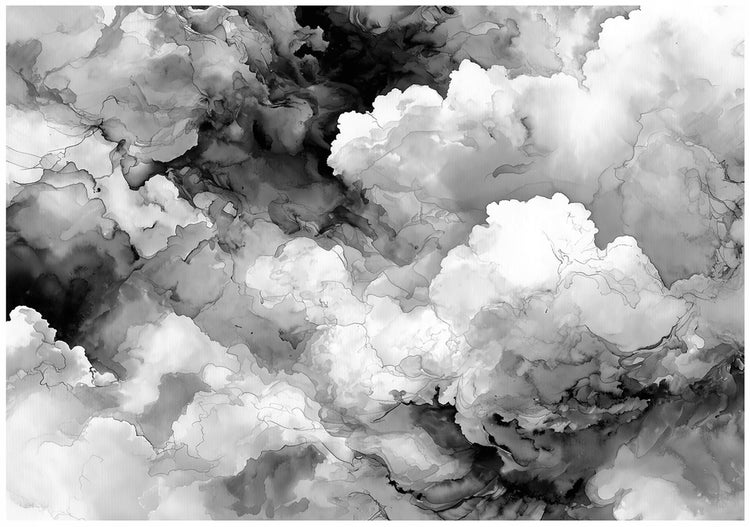 Abstrakte Wolken Tapete in Graustufen