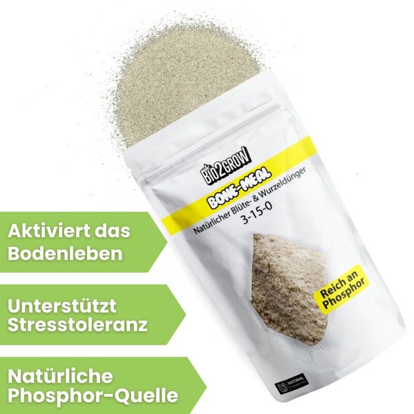 Bio2Grow Knochenmehl natürlicher Blüten- und Wurzeldünger in einer Packung