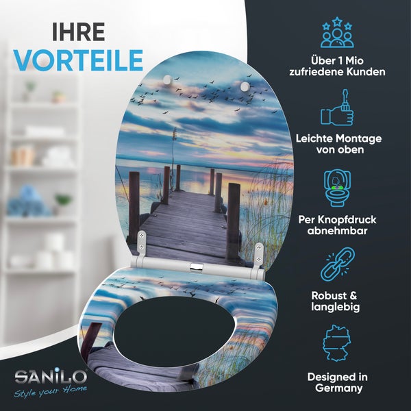 Sanilo WC Sitz mit Seemotiv und Vogelschwarm