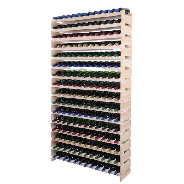 Weinregal VINOTECA FLEX PRO HxBxT 219x123x28cm 192 Flaschen auf 16 benen Massives Kiefernholz Natur unbehandelt